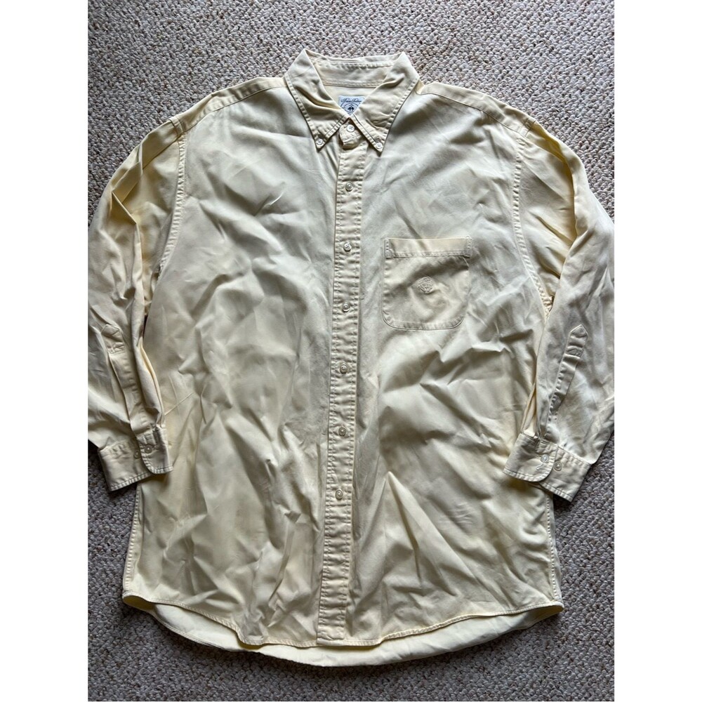 BTG 80s/90s Brooks Brothers Pale Yellow Casual Large Sport Shirt